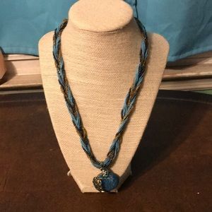 Blue Peacock coin necklace